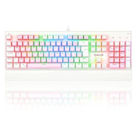Imagem de Teclado Redragon Gamer Mecanico Kala Rgb Rosa Com Branco Switch Azul K557Pw-Rgb