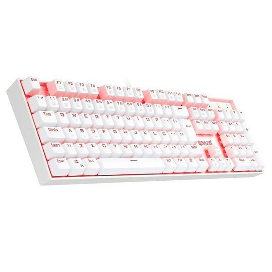 Imagem de Teclado Redragon Mecanico Mitra Single Color Lunar White Switch Vermelho