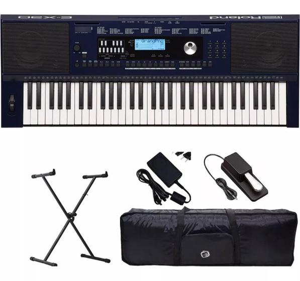 Imagem de Teclado Roland Arranjador Ex20a Kit Capa Suporte E Pedal