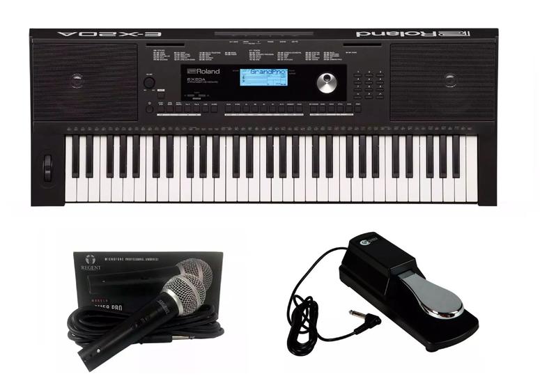 Imagem de Teclado Roland E-X20A com Microfone Regent e Pedal Kit