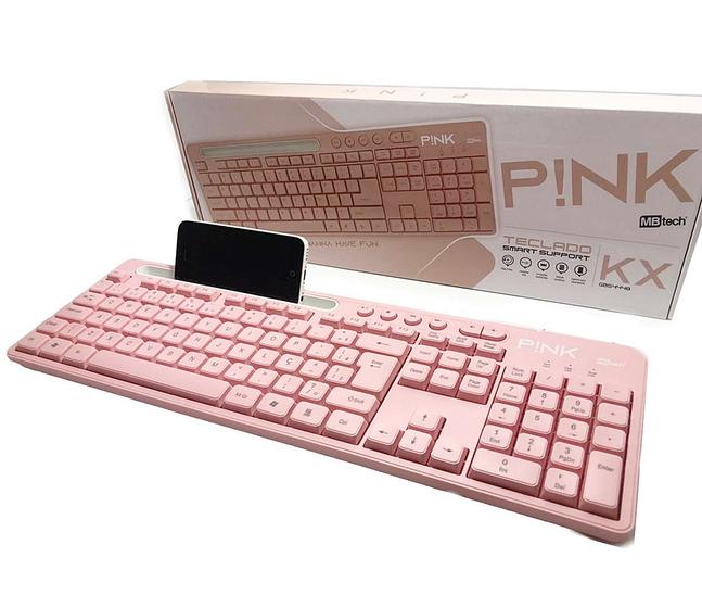 Imagem de Teclado Rosa Pink para PC Notebook Com Suporte De Celular