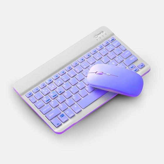 Imagem de Teclado Sem Fio Bluetooth Recarregável Com Mouse Roxo