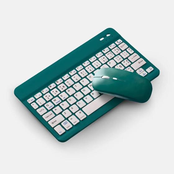 Imagem de Teclado Sem Fio Bluetooth Recarregável Com Mouse - VERDE ESC