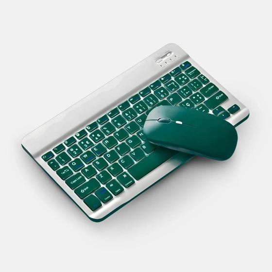 Imagem de Teclado Sem Fio Bluetooth Recarregável Com Mouse - VERDE ESC