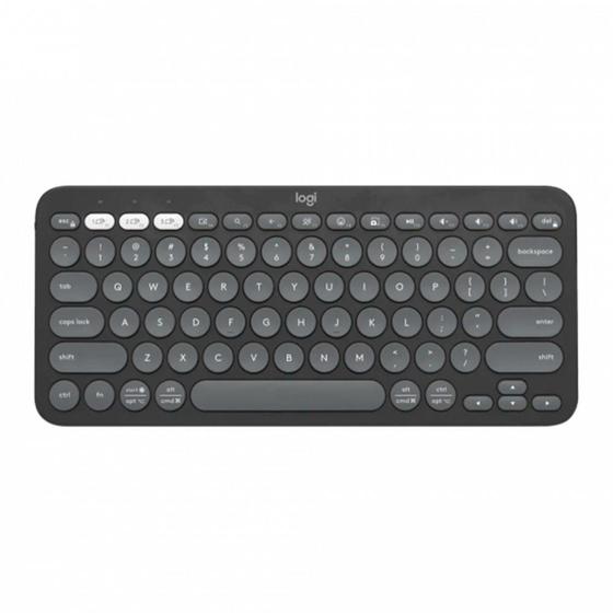 Imagem de Teclado Sem Fio Logitech, Bluetooth e USB, Pebble Keys 2 K380s, Easy-Switch e Pilha Inclusa, Grafite