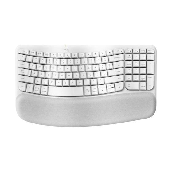 Imagem de Teclado Sem Fio Logitech Wave Keys Bluetooth USB Ergonômico Branco US 920-012282