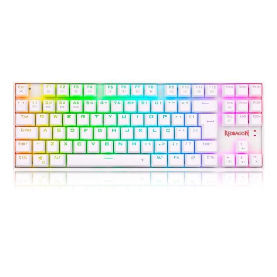 Imagem de Teclado Sem Fio Mecânico Gamer Kumara Pro, RGB, Switch Black, Wireless e Bluetooth, Branco 