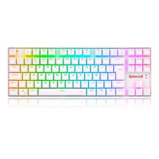 Imagem de Teclado Sem Fio Mecânico Gamer Kumara Pro, RGB, Switch Red, Wireless e Bluetooth, Branco - Redragon