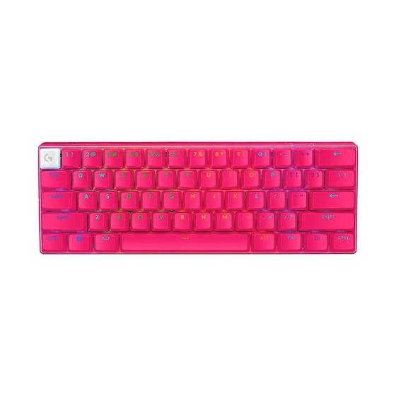 Imagem de Teclado Sem Fio Mecânico Gamer Logitech G PRO X 60 Lightspeed, RGB, Bluetooth, Compatível com Windows, Rosa Magenta - 920-011940