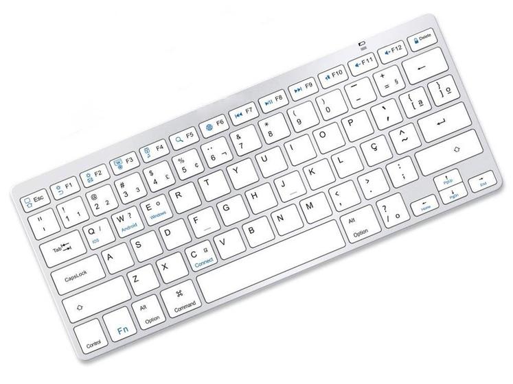 Imagem de Teclado Sem Fio Ultra Fino Bluetooth Para Tablet e Celular, Computador, Android, Note, Com Tecla "Ç", Tecla COMMAND”