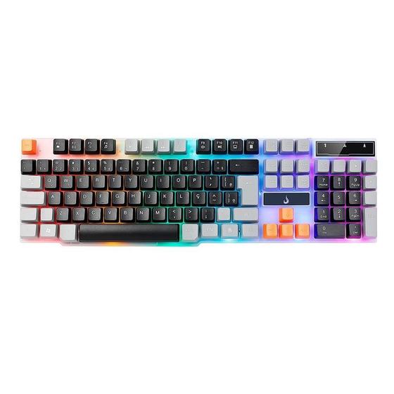 Imagem de Teclado Semi-Mecânico Gamer Rise Mode G1, Rainbow, USB, Preto e Cinza - RM-TG-01-BG