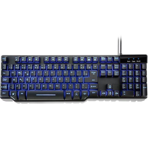 Teclado Semi Mecânico Gamer Warrior LED, ABNT2, Preto - TC196 Menor preço em Teclado Semi Mecânico Gamer Warrior LED, ABNT2, Preto - TC196