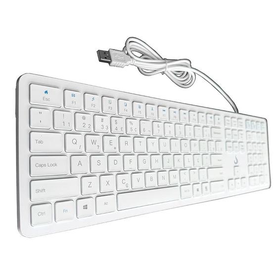 Imagem de Teclado Slim Rise Mode, USB 2.0, ABNT2, Branco - RM-TS-FW