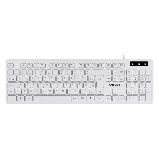 Imagem de Teclado slim usb branco vinik tcb200 teclado com fio para pc