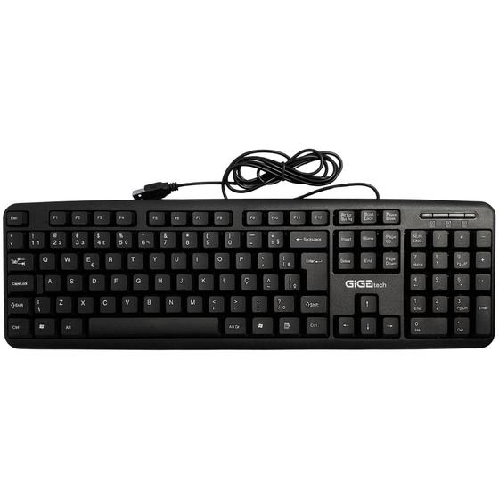 Imagem de Teclado Slim USB, Design Ergonômico e Confortável, Modelo 4001-01, GigaTech, Preto