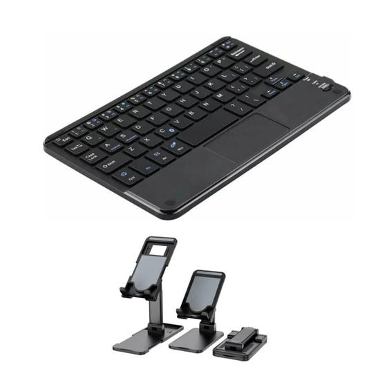 Imagem de Teclado Touchpad Bluetooth + Suporte Para Tablet Multilaser M9