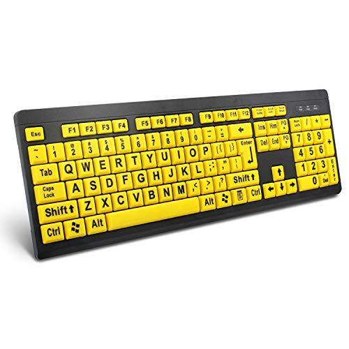 Imagem de Teclado USB com Letras Grande de Alto Contraste para Baixa Visão (Amarelo+Preto)