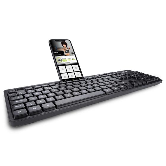 Imagem de Teclado Usb Com Suporte para Smartphone - Teclado USB Multimídia 