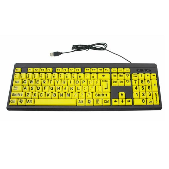 Imagem de Teclado USB Letras Grandes  Baixa Visão e Idosos Amarelo LETRAS GRANDE 5 STAR  DEALS