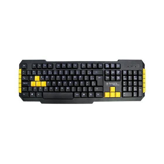 Imagem de Teclado Usb Multimidia Gamer Preto/amarelo Bright