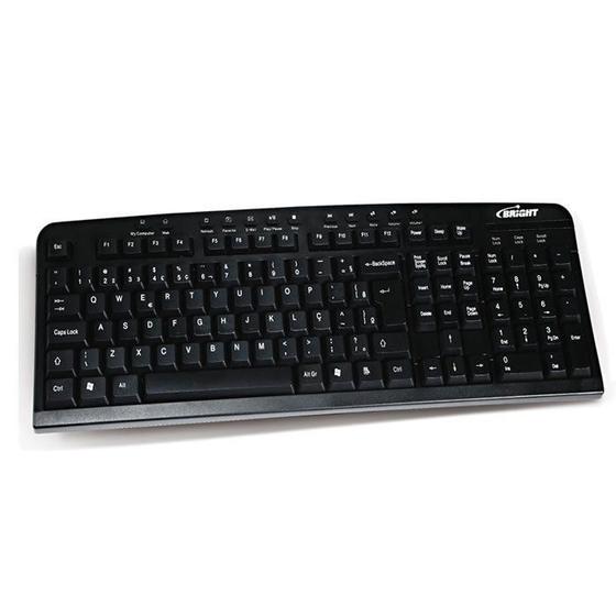 Teclado USB Multimídia Padrão ABNT2 Preto 0132 Bright 01un Menor preço em Teclado USB Multimídia Padrão ABNT2 Preto 0132 Bright 01un