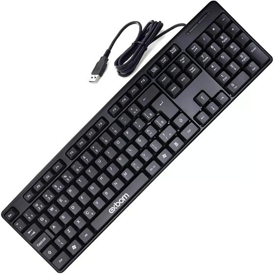 Imagem de Teclado USB Padrão Brasil BK-103 Preto QWERTY Exbom Original