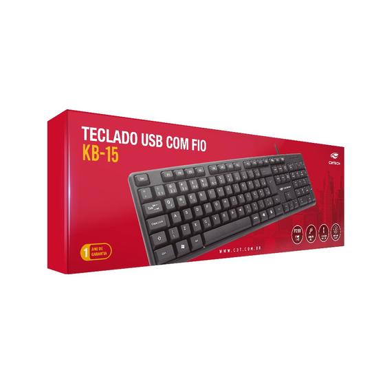 Imagem de Teclado USB Padrão KB-15BK Preto - C3Tech