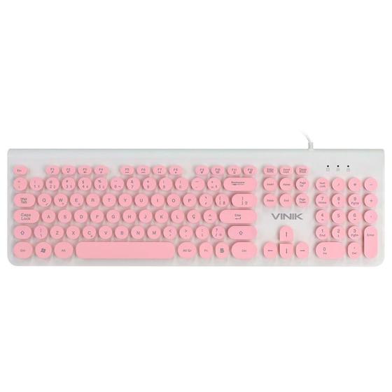 Imagem de Teclado Vinik Dynamic Circle, USB, ABNT2, Rosa