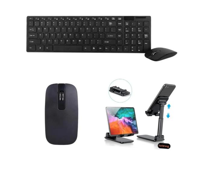 Imagem de Teclado Wireless + Mouse Sem Fio + Suporte P/ Tablet Sm Galaxy A7 T500/ T505