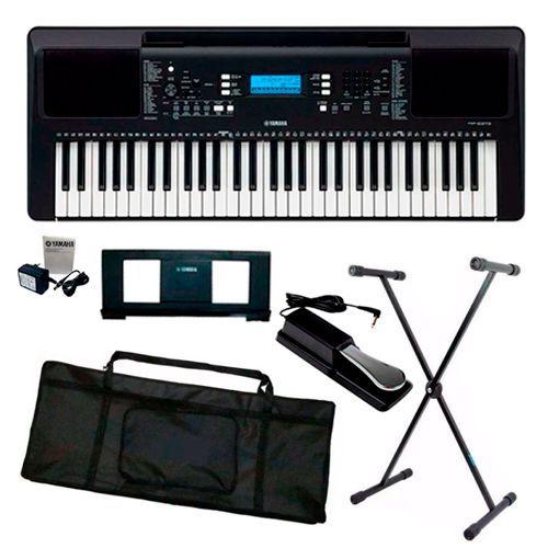 Teclado Yamaha PSR E 373 + Suporte + Capa + Pedal Menor preço em Teclado Yamaha PSR E 373 + Suporte + Capa + Pedal