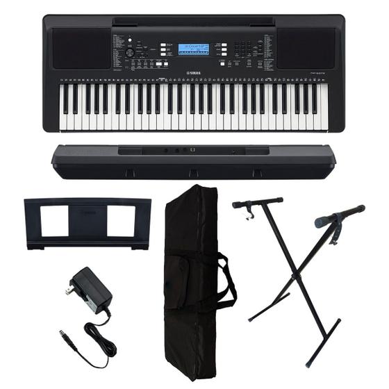 Teclado Yamaha PSR E373 Arranjador 5/8 + Capa + Suporte X Imagem de Teclado Yamaha PSR E373 Arranjador 5/8 + Capa + Suporte X