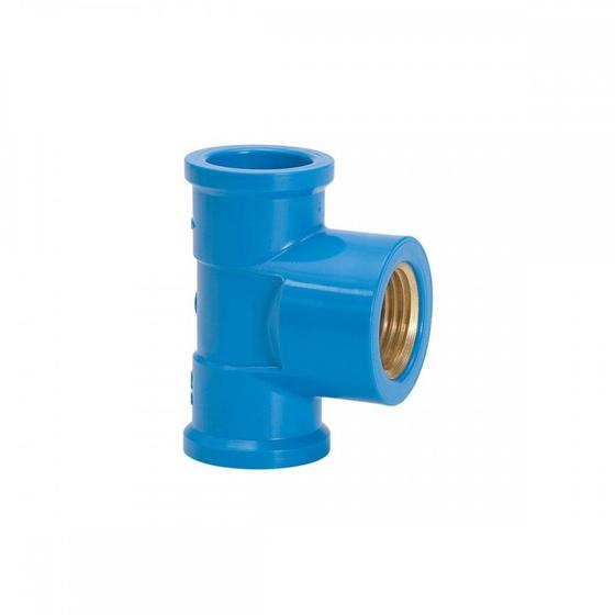 Imagem de Tee Azul Amanco Liso/Liso/Rosca 25Mm X 3/4''  10423/11844 ./ Kit Com 24