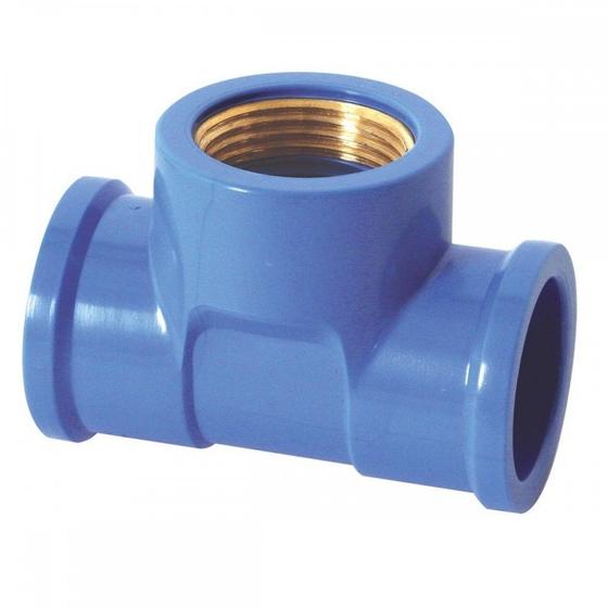 Imagem de Tee Azul Krona Liso Rosca 20Mm X 1/2''  504 ./ Kit Com 20