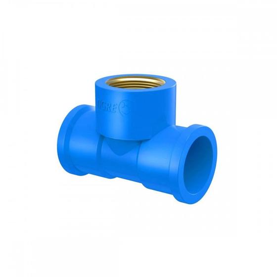 Imagem de Tee Azul Tigre Liso Liso Rosca 20Mm X 1/2'' - Kit C/20
