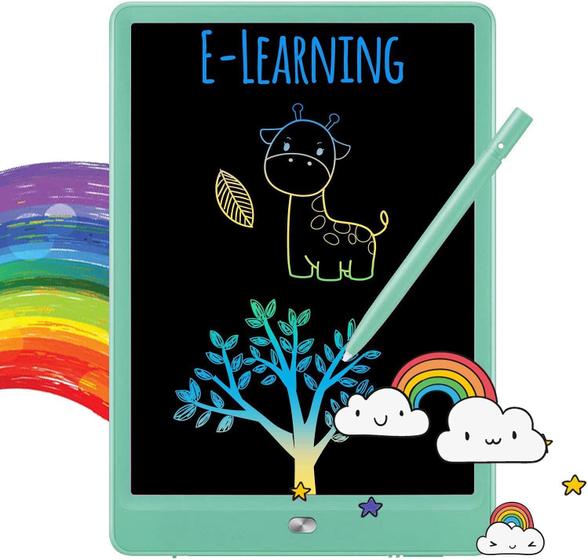 Imagem de TEKFUN LCD Writing Tablet Doodle Pad for Kids, 10inch Rainbow Drawing Board Doodle Board Educational Learning Toys for 3 4 5 5 6 Year Boys Girls Birthday Gift (Verde)