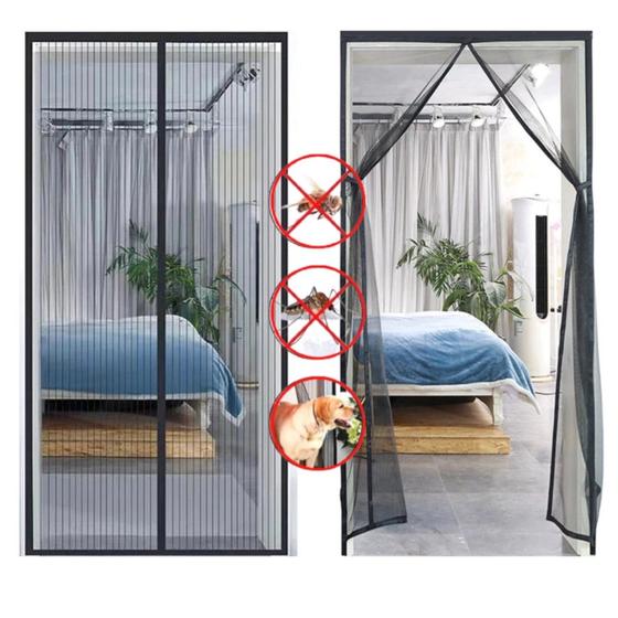 Imagem de Tela Anti Mosquito Mosquiteira Porta Inseto Magnética Malha