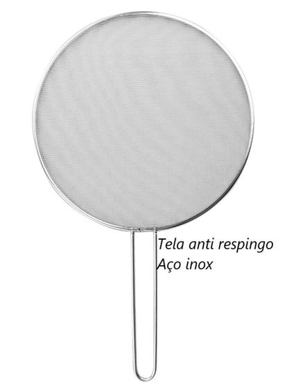 Imagem de Tela anti respingo Gordura Oleo fritura Frigideira com cabo Protetora multiuso Tampa aço inox 25cm MimoStyle mimo4785