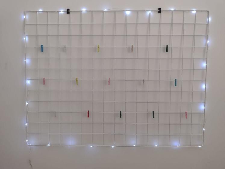 Tela aramada branca 60x80 memory board quadro fotos com led