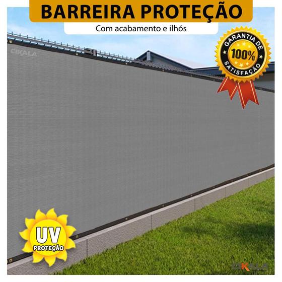 Imagem de Tela Barreira Privacidade Cinza 2x1 Metros Com Acabamento Cerca de Proteção Shade 200 G/m2 