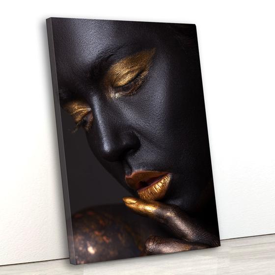 Imagem de Tela Canvas Moda Africana Lábios Dourados 80x120 Vertical 1