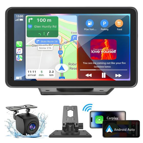 Imagem de Tela Carplay e Android Auto Portátil LANGDA - 7 Polegadas Sem Fio