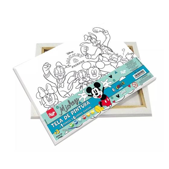 Imagem de Tela De Pintura Com Guache 6 Cores Sortidas E Pincel Mickey Dac 4747