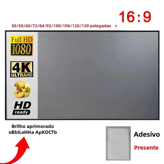 Imagem de Tela de Projeção Reflexiva para Home Theater (60, 100 e 120 Polegadas) - Compatível com XGIMI e Outros Projetores