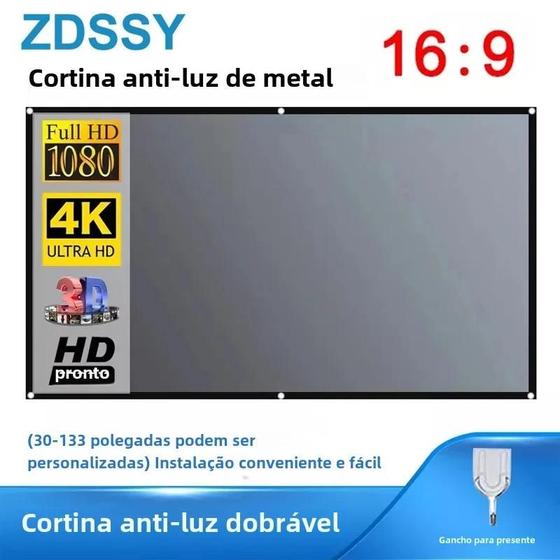 Imagem de Tela de Projetor 16:9 em Metal com Tecido Reflexivo Anti-Luz - Compatível com XGIMI H3, Halo, Mogo, Xiaomi e Yg300