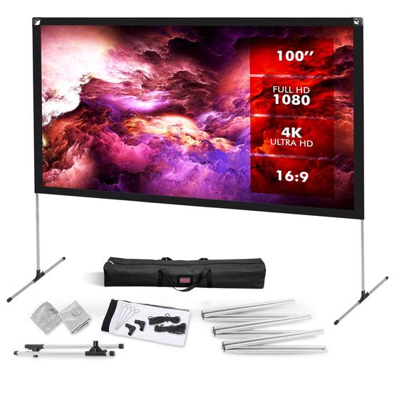 Projetor De 120 Polegadas Tela de projetor portátil dobrável Pyle de 120 polegadas 16:9 HD 4K ...