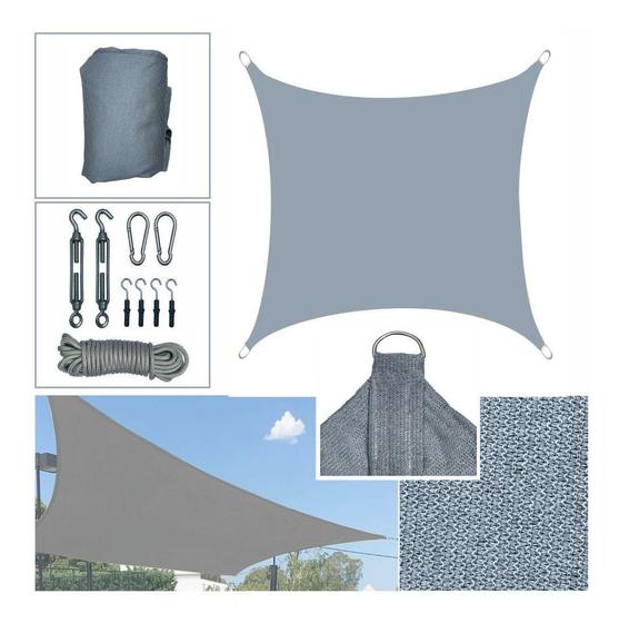 Imagem de Tela De Sombreamento Solar Shade 4x3m Cinza E Kit Instalação