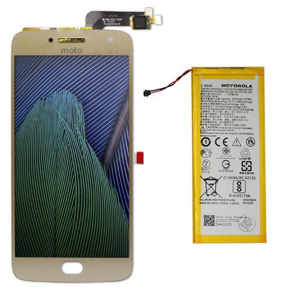 Imagem de Tela Display Lcd Touch Para Moto G5 Plus Dourado + Bateria Hg40