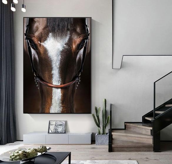 Imagem de Tela em tecido canvas para sala quarto Moldura  Face Cavalo