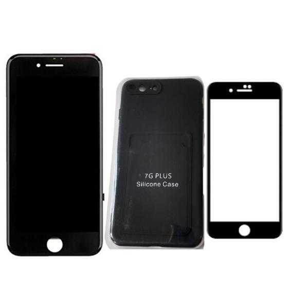 Imagem de Tela Lcd Touch Para ip 7 Plus Preto  Capa  Película 3d