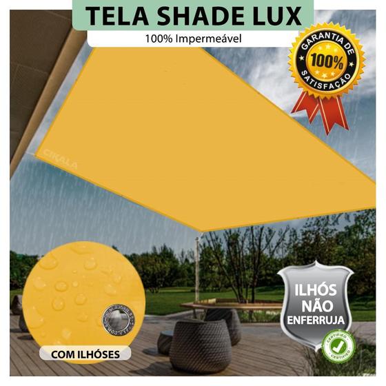 Imagem de Tela Lona Amarela 3x2 Metros Sombreamento Impermeável Shade Lux + Kit